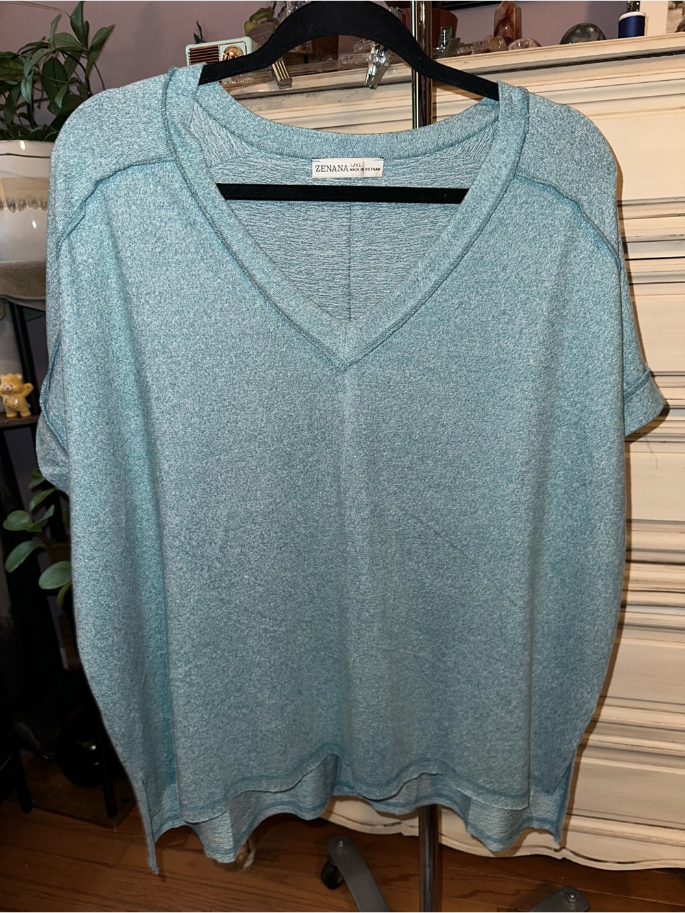 OVERSIZED TEAL V-NECK | NEW Zenana L/XL